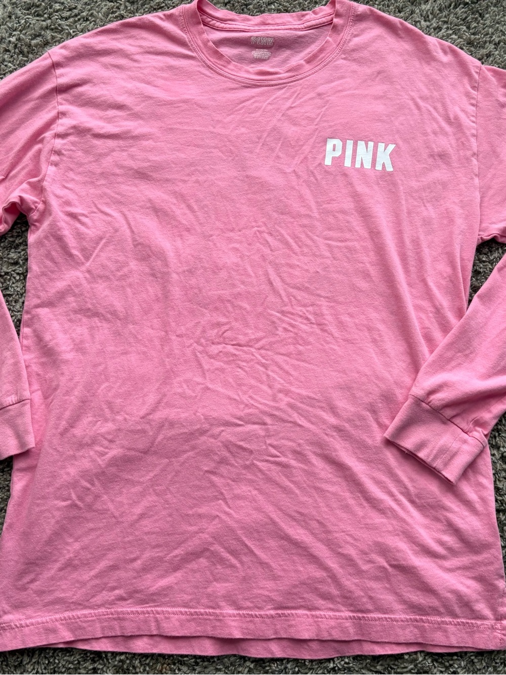 Victoria's Secret PINK Pink Long Sleeve Graphic Tee Shirt Size Medium Y2K - Picture 2 of 5
